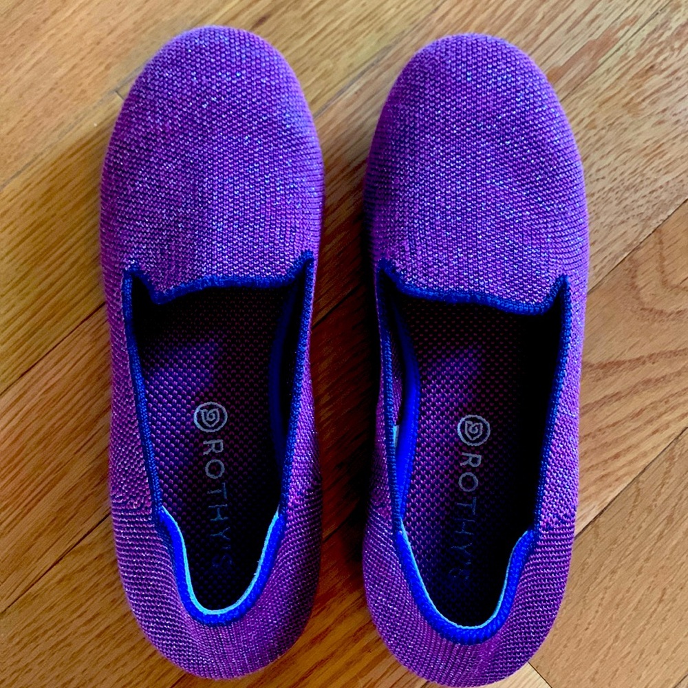 Kids Rothy’s Mulberry Sparkle Loafer Size 2 (shrunk)